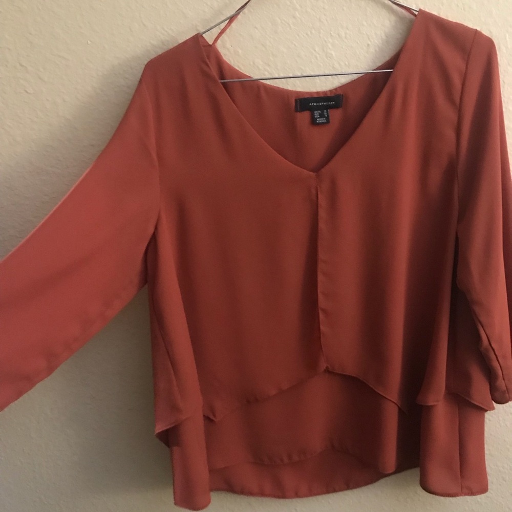 Rust Orange Long Sleeve Blouse